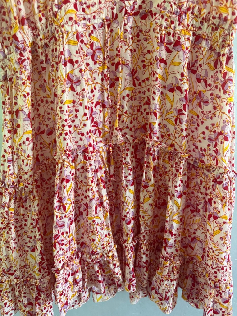 POUPETTE ST BARTH Dress Sz L Mini V Clara Dress Floral Purple Mini Jonquille - Picture 4 of 15